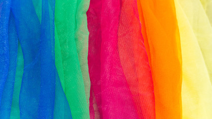 Close-up Color Scarves in vertical line.