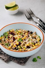 Quinoa salad with sweet corn, black beans and cilantro.