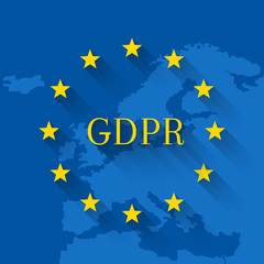 GDPR concept with flag and map of EU