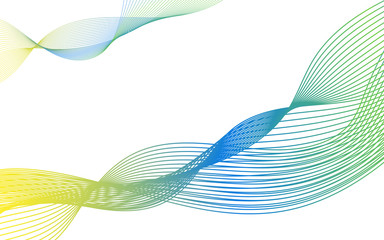 Beautiful wave lines of different colors on a white background