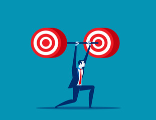 Business with weightlifting. Concept business vector illustration, Flat business style, Cartoon character, Target.