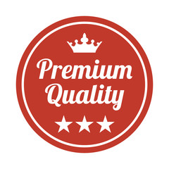 Premium quality label on white background.