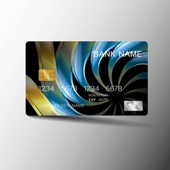 Credit card design. With inspiration from the abstract. color chrome on the gray background. Vector illustration. Glossy plastic style.