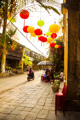 HOI AN, QUANG NAM, VIETNAM, April 26th, 2018: Beautiful early morning at street in Hoi an ancient town