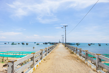 Obraz premium KIEN GIANG, VIETNAM, May 12th, 2018: Wharves at Nha beach on Son island, Kien Giang, Vietnam. Near Phu Quoc island