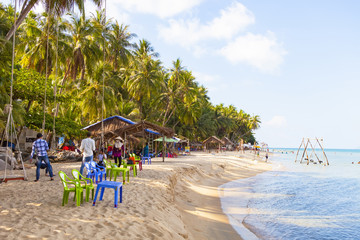 Coconut tree at coconut beach on Son island, Kien Giang, Vietnam. Near Phu Quoc island