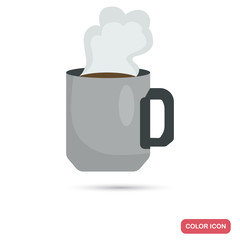 Cup with hot liquid color flat icon