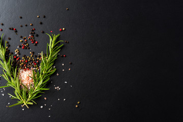 Food background with fresh herbs and spices