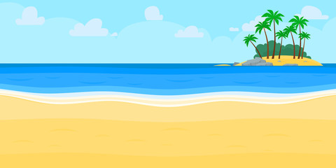 Sea panorama, beach vector background