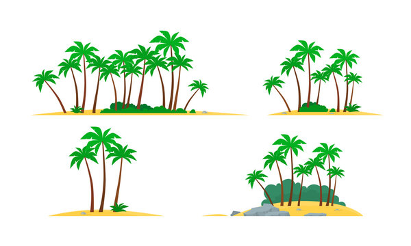 Tropical island with palm trees. Vector illustration