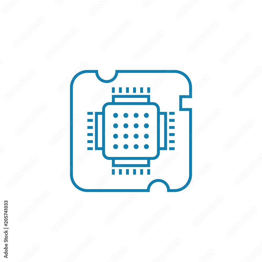 Poster central processing unit line icon, vector illustration. central processing unit linear concept sign.