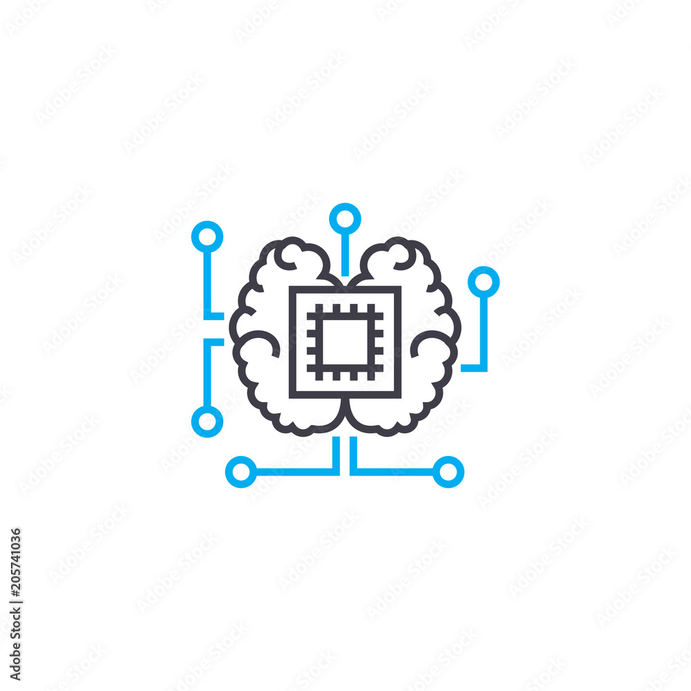 Aufkleber central processor line icon, vector illustration. central processor linear concept sign.