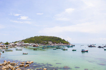 Fishing boats at bay in Hon Son Island, Kien Giang, Vietnam