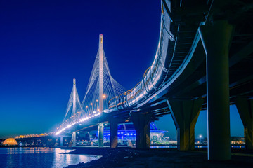 Saint Petersburg. District road. Panorama of the bridges of Peter. Architecture of Russia. Bridges...