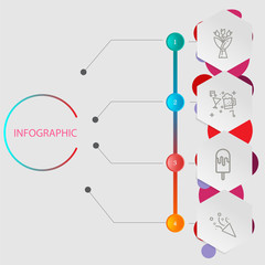 Birthday and party infographic with icon 4 step, for presentatio