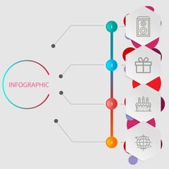 Birthday and party infographic with icon 4 step, for presentatio