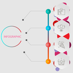 Birthday and party infographic with icon 4 step, for presentatio
