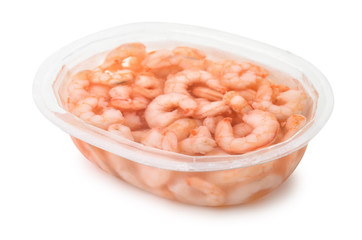 Fototapeta na wymiar Pickled shrimp in plastic container