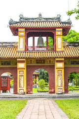 HUE, VIETNAM, April 28th, 2018: Gate of the Forbidden City at Hue, Vietnam