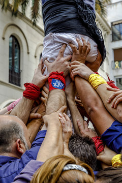 Castell or Human Tower, typical tradition in Catalonia