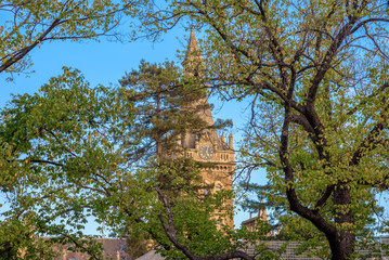 The clock tower of Ormond College at the University of Melbourne, Australia