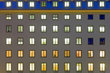 facade of office building  by night