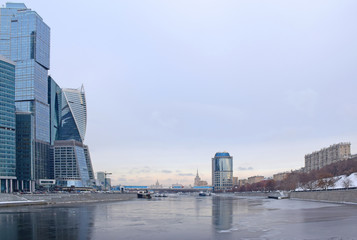 High-rise buildings of the Moscow international business center Moscow City on the bank of the...