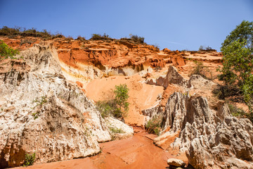 Fairy Stream Canyon Red river between rocks and jungle Mui Ne Vietnam
