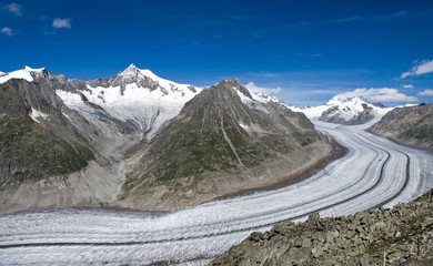 Der große  Aletsch Gletscher in der Schweiz