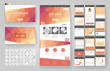 Website design template and interface elements - obrazy, fototapety, plakaty