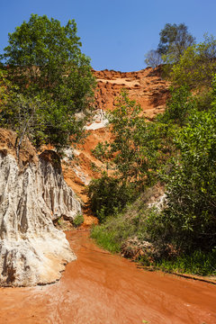Fairy Stream Canyon Red river between rocks and jungle Mui Ne Vietnam