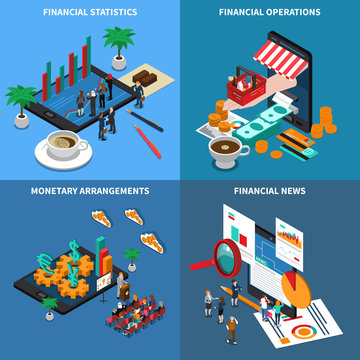 Financial Technology Isometric Design Concept