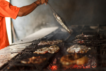fry seafood on a grill