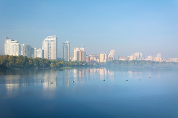 Obraz premium Obolon district skyline in Kyiv, Ukraine.