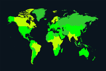 Info graphic World map background lime green color vector 