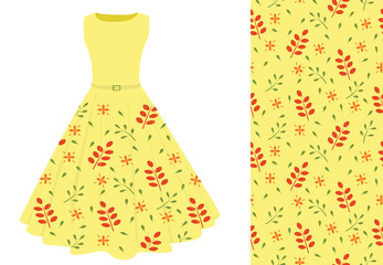 Summer dress leaf pattern. vector illustration