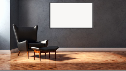 Fototapeta premium Modern bright interiors room 3D rendering illustration