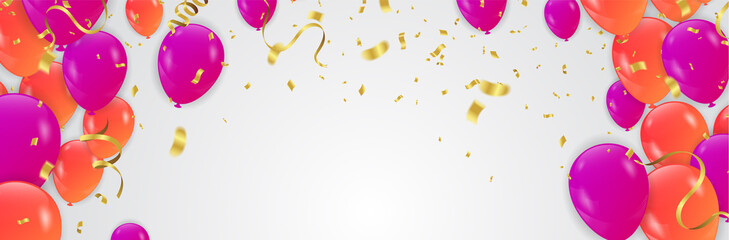 new collection banner. Vintage style text poster with graphic elements and flying an inflatable, colorful, balloons.