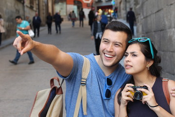 Couple looking something with disbelief