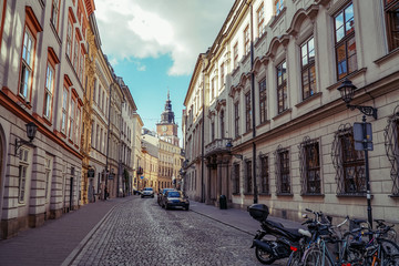 Fototapeta na wymiar Street in the Center of Old Krakow