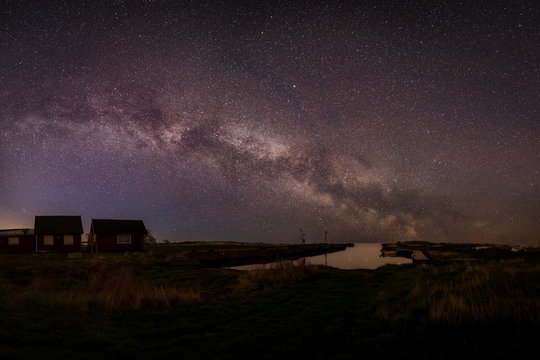 The Milky Way rising over the harbour in Sk&auml;rl&ouml;v