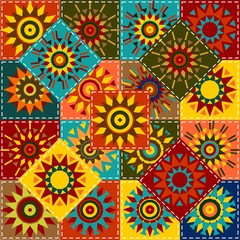 quilt patchwork background with mandala ethnic style