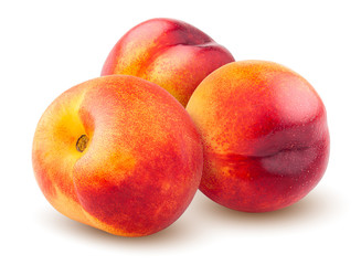 Nectarine or peach isolated on white background, clipping path, full depth of field
