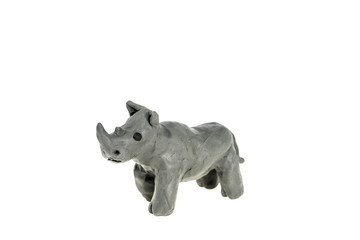 Plasticine artwork. Handmade rhinoceros.