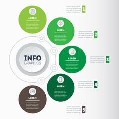 Business concept with 5 options, parts, steps or processes. Time line infographics. The development and growth of the ecology business. Timeline of farming trends.