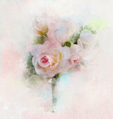 Pink roses watercolor bouquet