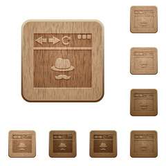 Browser incognito window wooden buttons