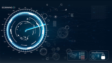 Obraz premium Hud, great design for any purposes. Futuristic interface element. Futuristic screen hud concept. Hud futuristic template. Computer monitor vector illustration. Radar icon vector.