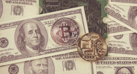 Bitcoin coin - symbol of crypto currency. Business concept. New virtual money.