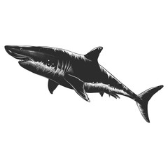 Graphics shark isolated on white background, vector illustration